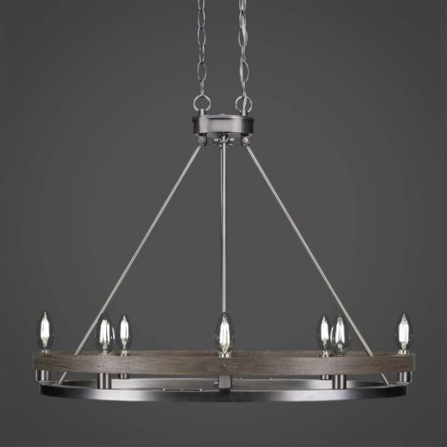 Toltec Lighting Belmont 8 Light 28 inch Oval Chandelier in Graphite-Distressed Wood 2728-GPDW