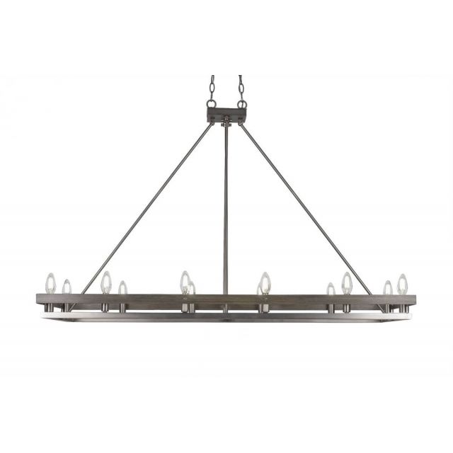 Toltec Lighting Belmont 12 Light 48 inch Island Light in Graphite-Painted Distressed Wood 2742-GPDW