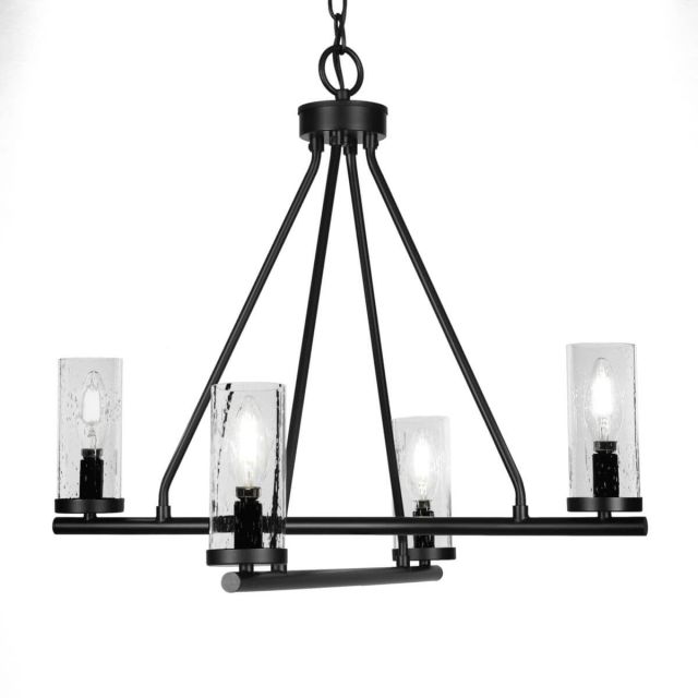 Toltec Lighting 2804-MB-800B Trinity 4 Light 22 inch Chandelier in Matte Black with Clear Bubble Glass