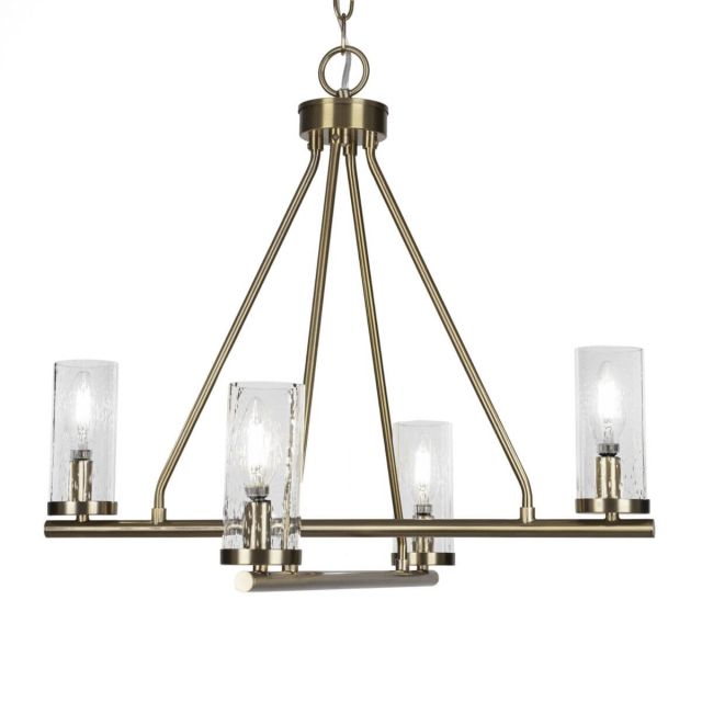 Toltec Lighting 2804-NAB-800B Trinity 4 Light 22 inch Chandelier in New Age Brass with Clear Bubble Glass