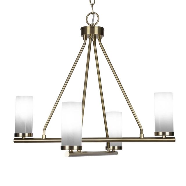 Toltec Lighting 2804-NAB-811B Trinity 4 Light 22 inch Chandelier in New Age Brass with White Marble Glass