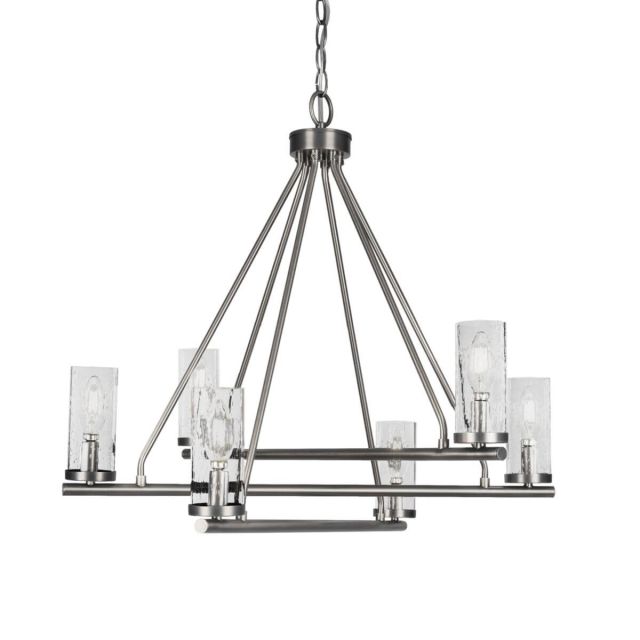 Toltec Lighting 2806-GP-800B Trinity 6 Light 26 inch Chandelier in Graphite with Clear Bubble Glass