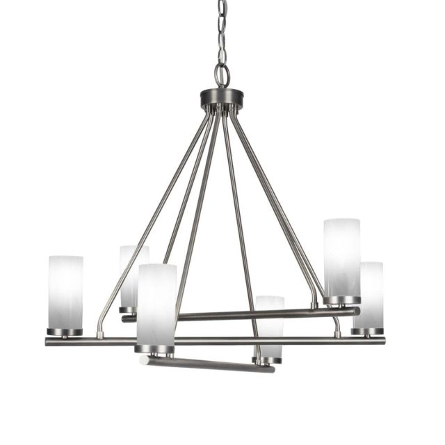 Toltec Lighting 2806-GP-811B Trinity 6 Light 26 inch Chandelier in Graphite with White Marble Glass