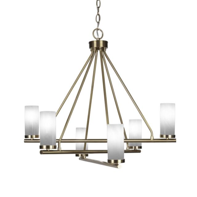 Toltec Lighting 2806-NAB-811B Trinity 6 Light 26 inch Chandelier in New Age Brass with White Marble Glass
