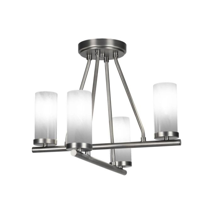 Toltec Lighting 2807-GP-811B Trinity 4 Light 16 inch Semi-Flush Mount in Graphite with White Marble Glass