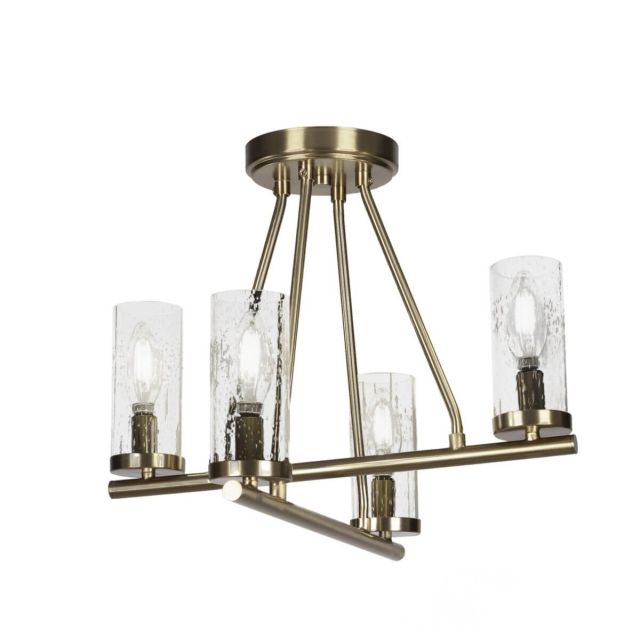 Toltec Lighting 2807-NAB-800B Trinity 4 Light 16 inch Semi-Flush Mount in New Age Brass with Clear Bubble Glass