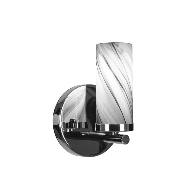 Toltec Lighting 2811-CH-802B Trinity 1 Light 8 inch Tall Wall Sconce in Chrome with Onyx Swirl Glass