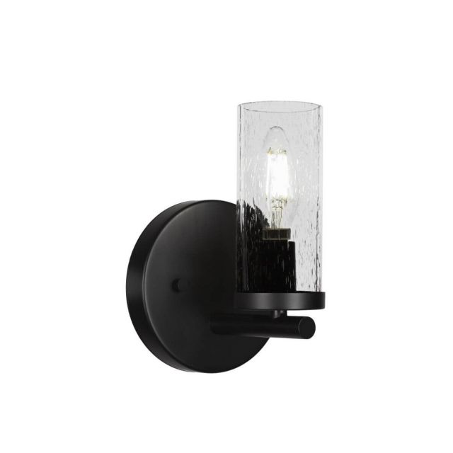 Toltec Lighting 2811-MB-800B Trinity 1 Light 8 inch Tall Wall Sconce in Matte Black with Clear Bubble Glass