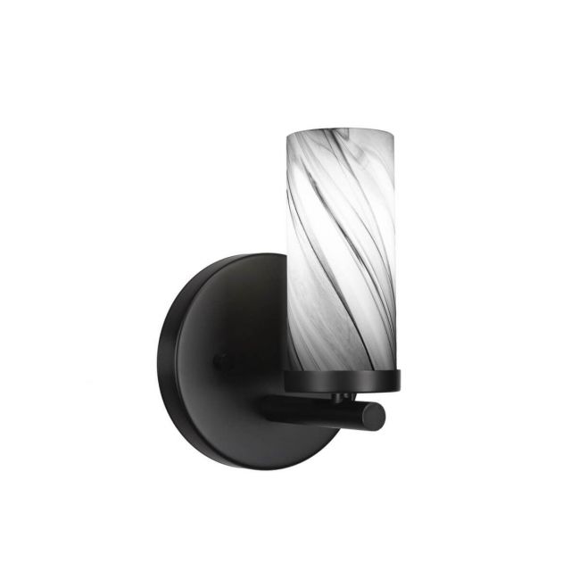 Toltec Lighting 2811-MB-802B Trinity 1 Light 8 inch Tall Wall Sconce in Matte Black with Onyx Swirl Glass