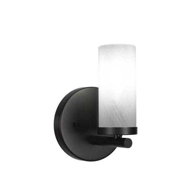 Toltec Lighting 2811-MB-811B Trinity 1 Light 8 inch Tall Wall Sconce in Matte Black with White Marble Glass