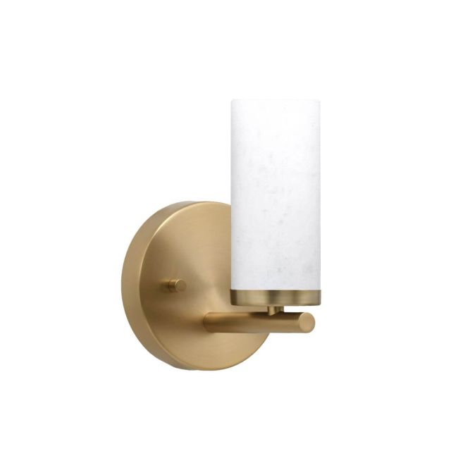 Toltec Lighting 2811-NAB-801B Trinity 1 Light 8 inch Tall Wall Sconce in New Age Brass with 2.5 inch White Muslin Glass