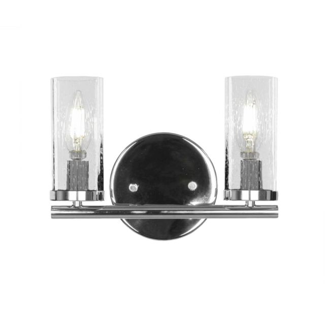 Toltec Lighting 2812-CH-800B Trinity 2 Light 11 inch Bath Bar in Chrome with Clear Bubble Glass