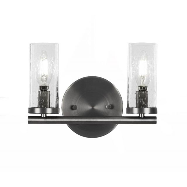 Toltec Lighting 2812-GP-800B Trinity 2 Light 11 inch Bath Bar in Graphite with Clear Bubble Glass
