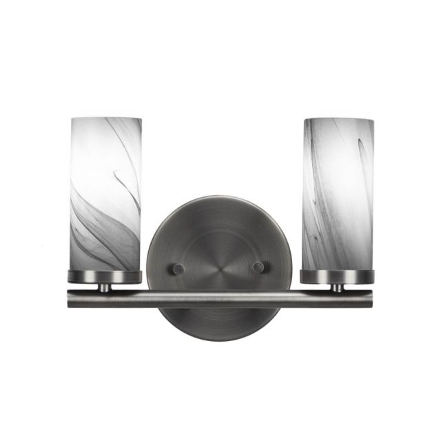 Toltec Lighting 2812-GP-802B Trinity 2 Light 11 inch Bath Bar in Graphite with Onyx Swirl Glass