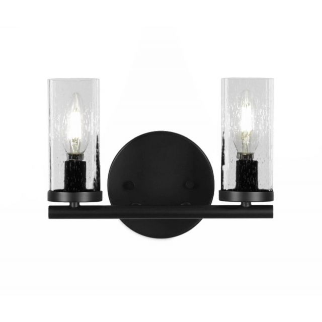 Toltec Lighting 2812-MB-800B Trinity 2 Light 11 inch Bath Bar in Matte Black with Clear Bubble Glass