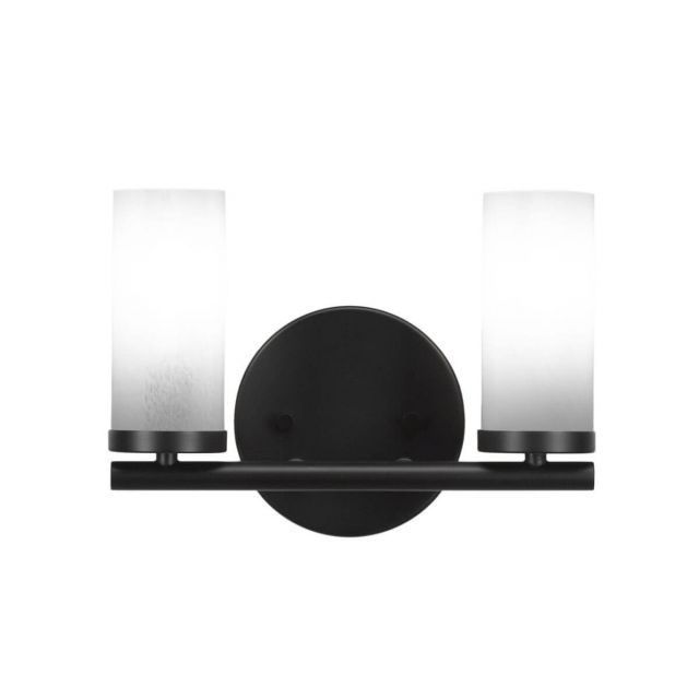 Toltec Lighting 2812-MB-811B Trinity 2 Light 11 inch Bath Bar in Matte Black with White Marble Glass
