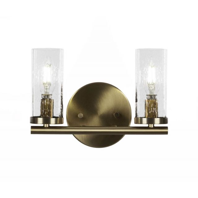 Toltec Lighting 2812-NAB-800B Trinity 2 Light 11 inch Bath Bar in New Age Brass with Clear Bubble Glass