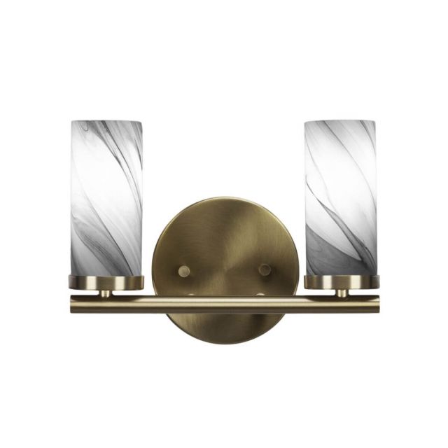 Toltec Lighting 2812-NAB-802B Trinity 2 Light 11 inch Bath Bar in New Age Brass with Onyx Swirl Glass