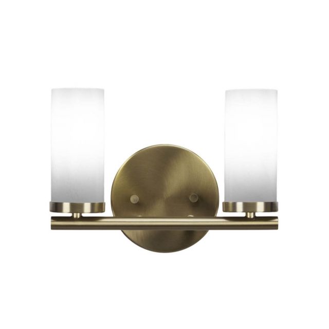 Toltec Lighting 2812-NAB-811B Trinity 2 Light 11 inch Bath Bar in New Age Brass with White Marble Glass