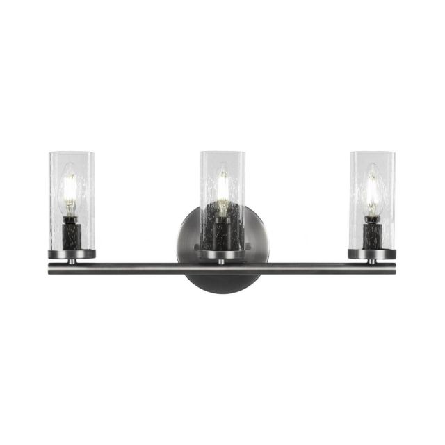 Toltec Lighting 2813-GP-800B Trinity 3 Light 18 inch Bath Bar in Graphite with Clear Bubble Glass
