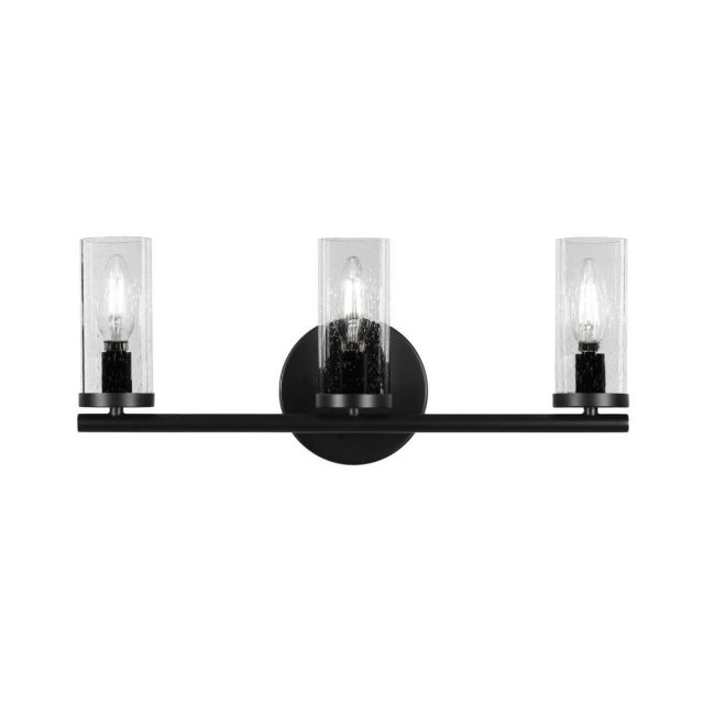 Toltec Lighting 2813-MB-800B Trinity 3 Light 18 inch Bath Bar in Matte Black with Clear Bubble Glass