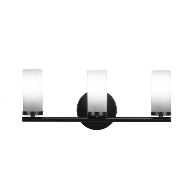 Toltec Lighting 2813-MB-811B Trinity 3 Light 18 inch Bath Bar in Matte Black with White Marble Glass