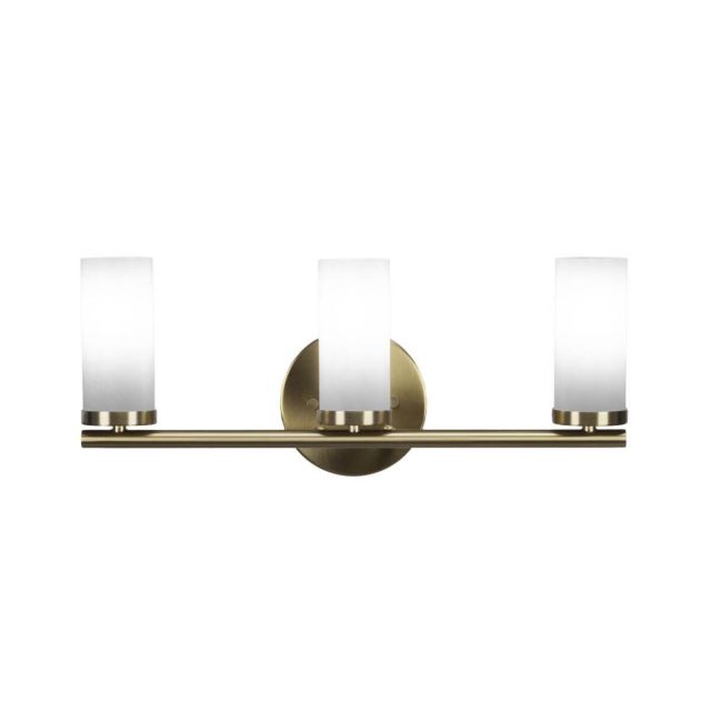 Toltec Lighting 2813-NAB-811B Trinity 3 Light 18 inch Bath Bar in New Age Brass with White Marble Glass