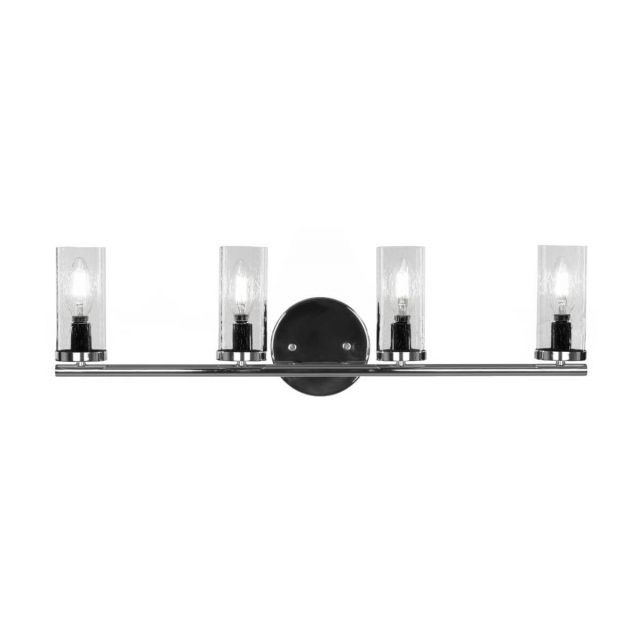 Toltec Lighting 2814-CH-800B Trinity 4 Light 26 inch Bath Bar in Chrome with Clear Bubble Glass
