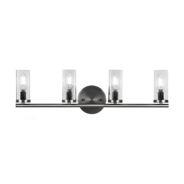 Toltec Lighting 2814-GP-800B Trinity 4 Light 26 inch Bath Bar in Graphite with Clear Bubble Glass