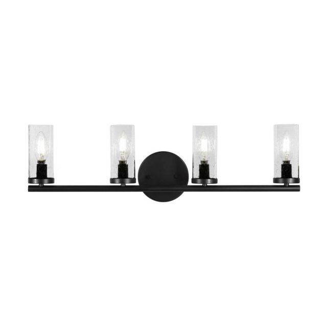 Toltec Lighting 2814-MB-800B Trinity 4 Light 26 inch Bath Bar in Matte Black with Clear Bubble Glass