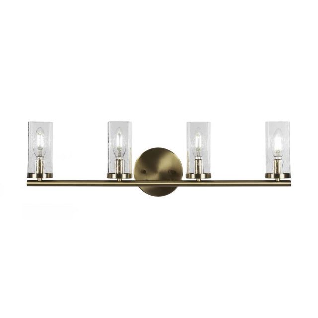 Toltec Lighting 2814-NAB-800B Trinity 4 Light 26 inch Bath Bar in New Age Brass with Clear Bubble Glass