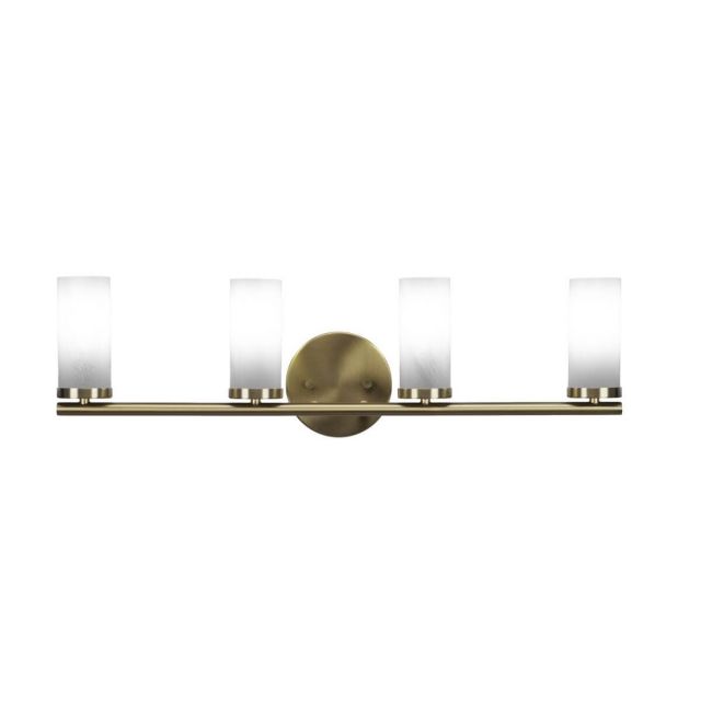 Toltec Lighting 2814-NAB-811B Trinity 4 Light 26 inch Bath Bar in New Age Brass with White Marble Glass
