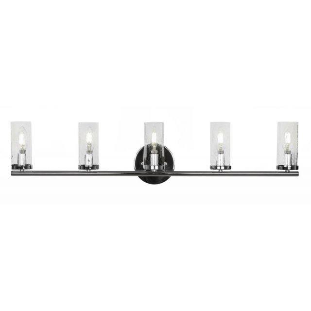 Toltec Lighting 2815-CH-800B Trinity 5 Light 34 inch Bath Bar in Chrome with Clear Bubble Glass