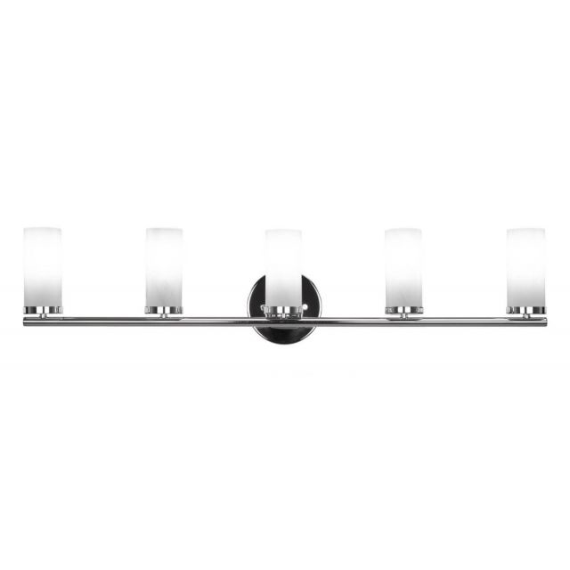 Toltec Lighting 2815-CH-811B Trinity 5 Light 34 inch Bath Bar in Chrome with White Marble Glass