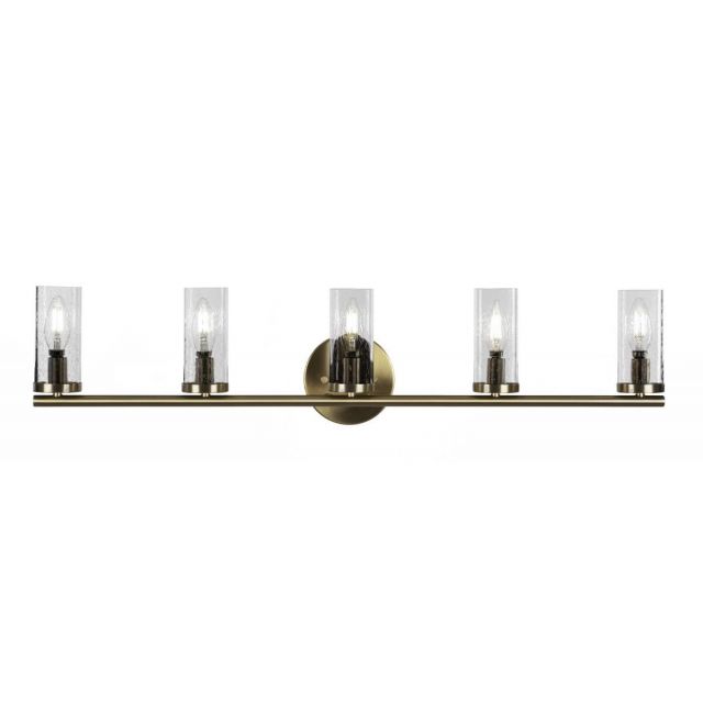 Toltec Lighting 2815-NAB-800B Trinity 5 Light 34 inch Bath Bar in New Age Brass with Clear Bubble Glass