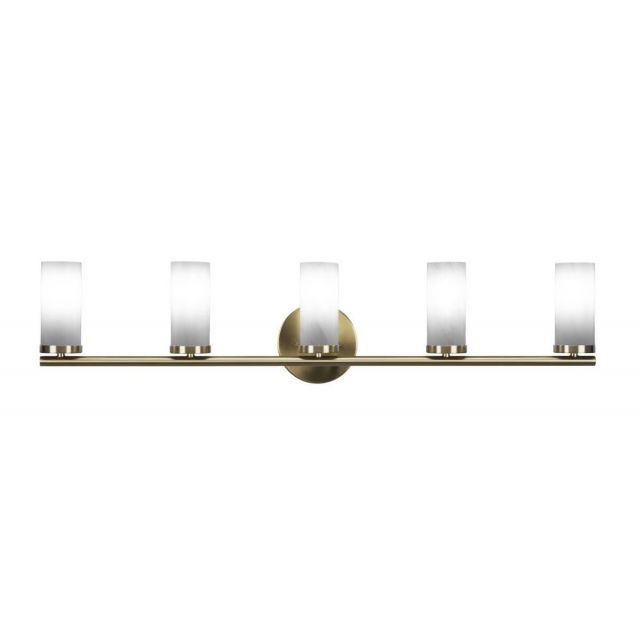 Toltec Lighting 2815-NAB-811B Trinity 5 Light 34 inch Bath Bar in New Age Brass with White Marble Glass