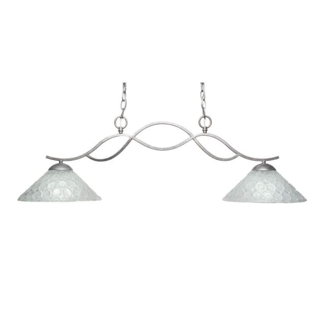Toltec Lighting 342-AS-441 Revo 2 Light 42 inch Island Light in Aged Silver with 12 inch Italian Bubble Glass
