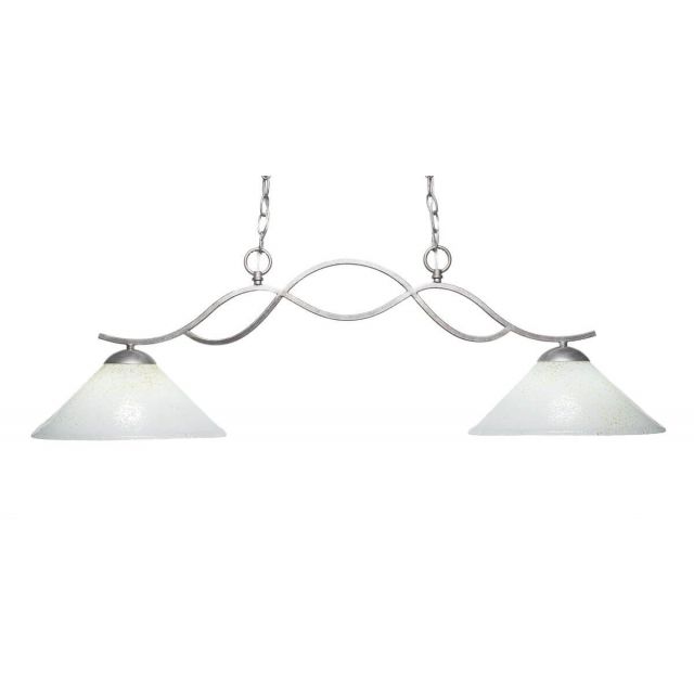 Toltec Lighting 342-AS-702 Revo 2 Light 42 inch Island Light in Aged Silver with 12 inch gold Ice Glass