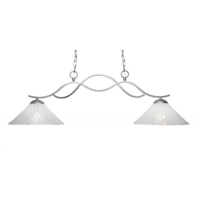 Toltec Lighting 342-AS-709 Revo 2 Light 42 inch Island Light in Aged Silver with 12 inch Italian Ice Glass