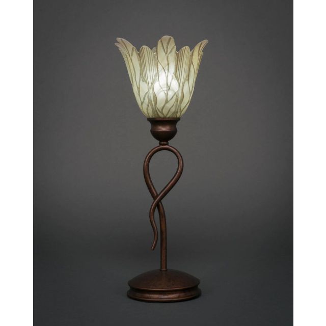 Toltec Lighting Leaf 1 Light 18 inch Tall Table Lamp in Bronze with 7 inch Vanilla Leaf Glass 35-BRZ-1025