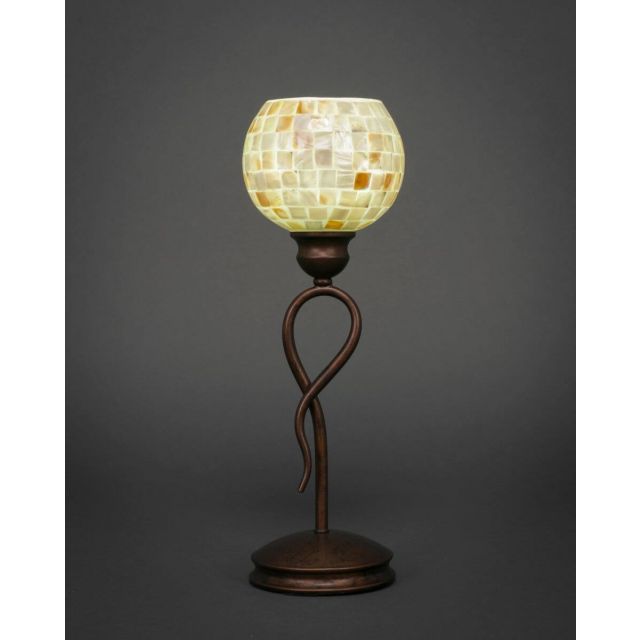 Toltec Lighting Leaf 1 Light 17 inch Tall Table Lamp in Bronze with 6 inch Mystic Seashell Glass 35-BRZ-405