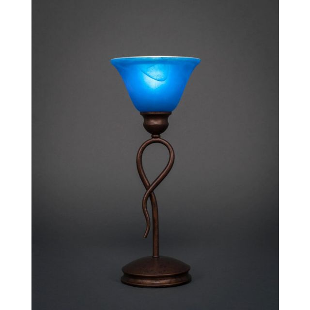 Toltec Lighting Leaf 1 Light 17 inch Tall Table Lamp in Bronze with 7 inch Blue Italian Glass 35-BRZ-4155