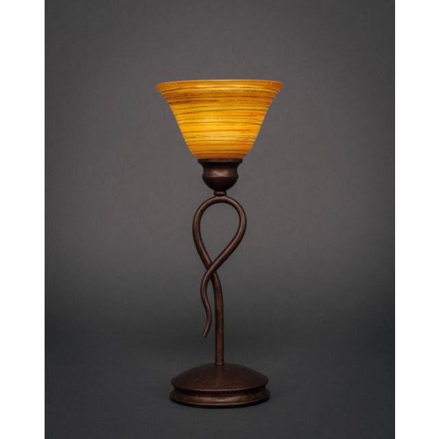 Toltec Lighting Leaf 1 Light 13 inch Tall Table Lamp in Bronze with 7 inch Firre Saturn Glass 35-BRZ-454