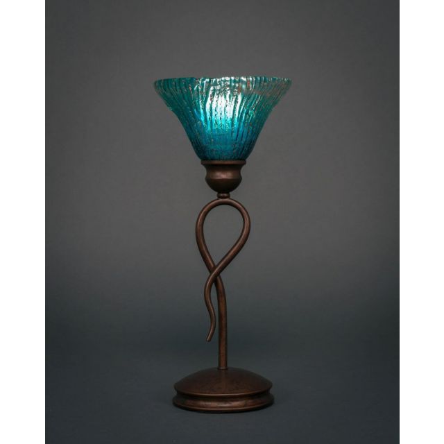 Toltec Lighting Leaf 1 Light 17 inch Tall Table Lamp in Bronze with 7 inch Teal Crystal Glass 35-BRZ-458