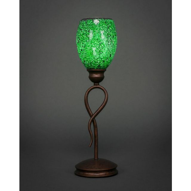 Toltec Lighting Leaf 1 Light 19 inch Tall Table Lamp in Bronze with 5 inch Green Fusion Glass 35-BRZ-5057