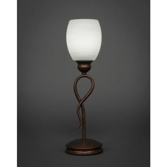 Toltec Lighting Leaf 1 Light 18 inch Tall Table Lamp in Bronze with 5 inch White Linen Glass 35-BRZ-615