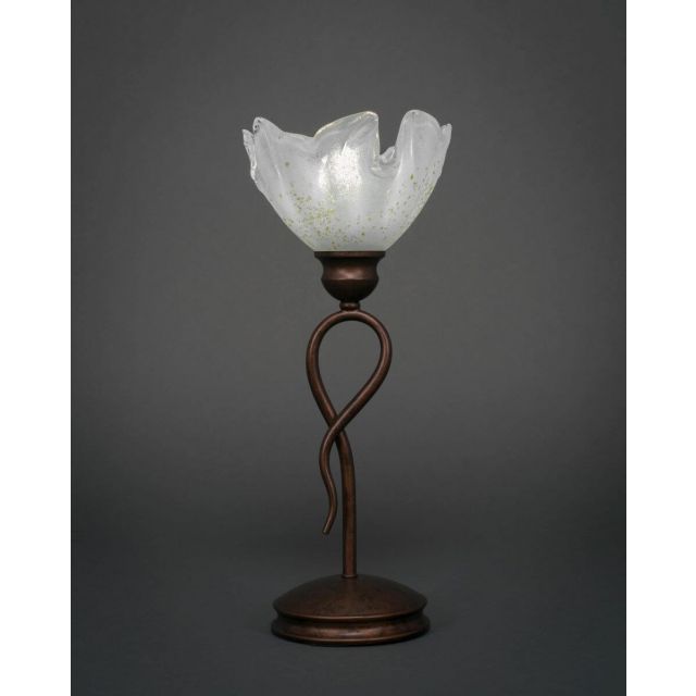 Toltec Lighting Leaf 1 Light 13 inch Tall Table Lamp in Bronze with 7 inch Gold Ice Glass 35-BRZ-755