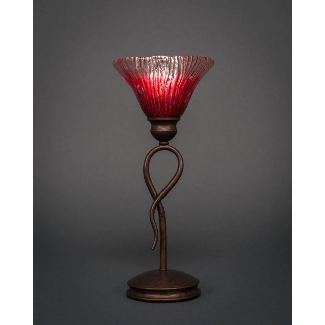 Toltec Lighting Leaf 1 Light 13 inch Tall Table Lamp in Bronze with 7 inch Raspberry Crystal Glass 35-BRZ-756