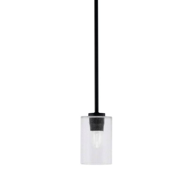 Toltec Lighting Atlas 1 Light 4 inch Mini Pendant in Matte Black with 4 inch Clear Bubble Glass 4501-MB-300