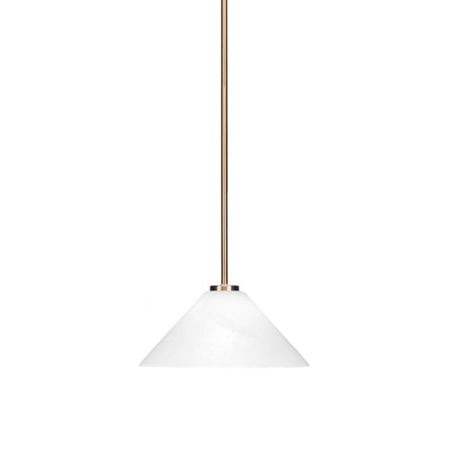 Toltec Lighting 4501-NAB-2121 Atlas 1 Light 12 inch Mini Pendant in New Age Brass with White Marble Glass